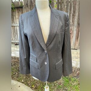 Brooks Brothers women’s Grey Pinstripe Blazer jacket 100 % wool size 12 classic